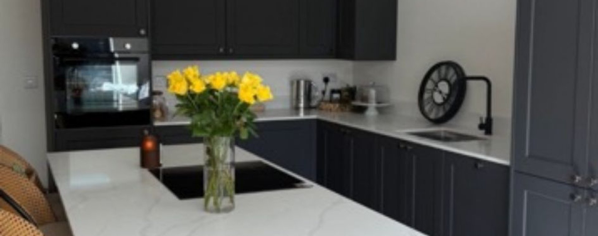 Modern fitted kitchen completed as part of a renovation