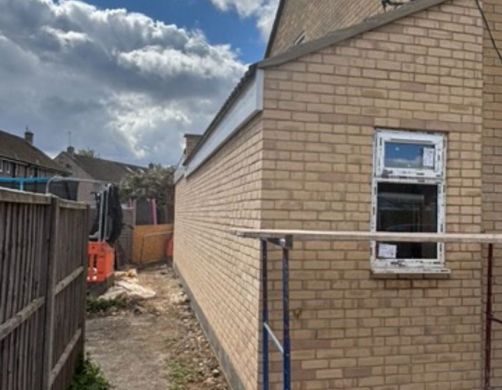 Side extension wall and exterior works