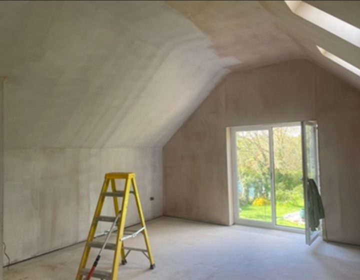 Arched interior renovation with new plaster finish