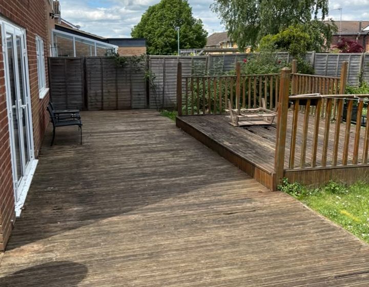 Existing timber deck before extension work begins